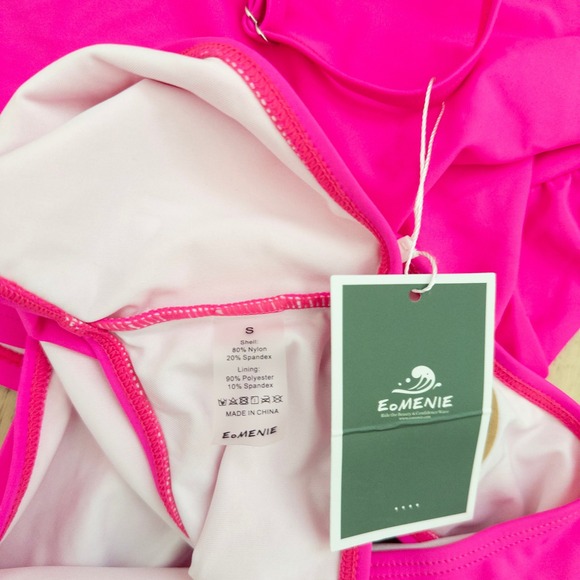 Eomenie Womens Tankini Swim Set Size S Hot Pink Barbiecore Summer Resortwear - Picture 4 of 4